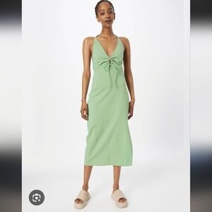 Abercrombie & Fitch Sage Green Halter Keyhole Midi Dress Size Lare Petite